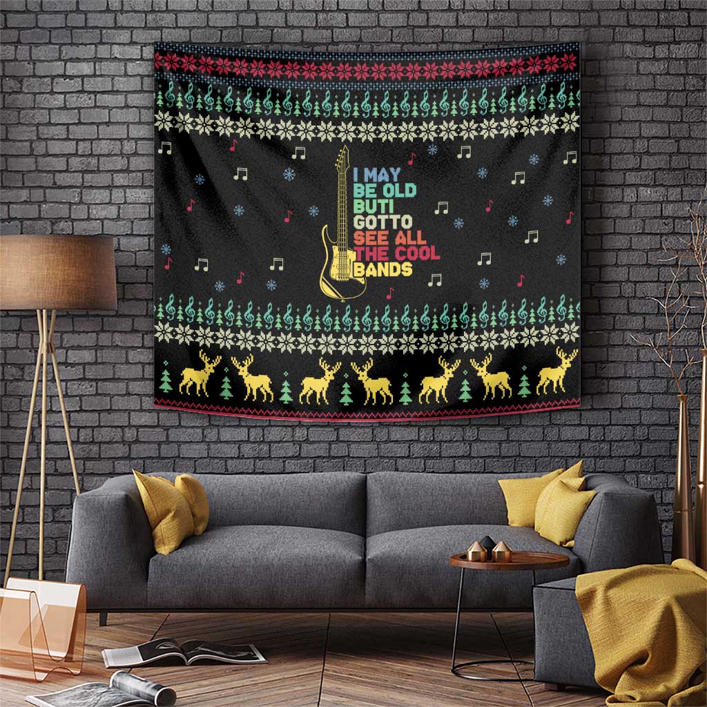 Christmas Vintage Guitar Tapestry Xmas Holiday Patterns - Wonder Print Shop