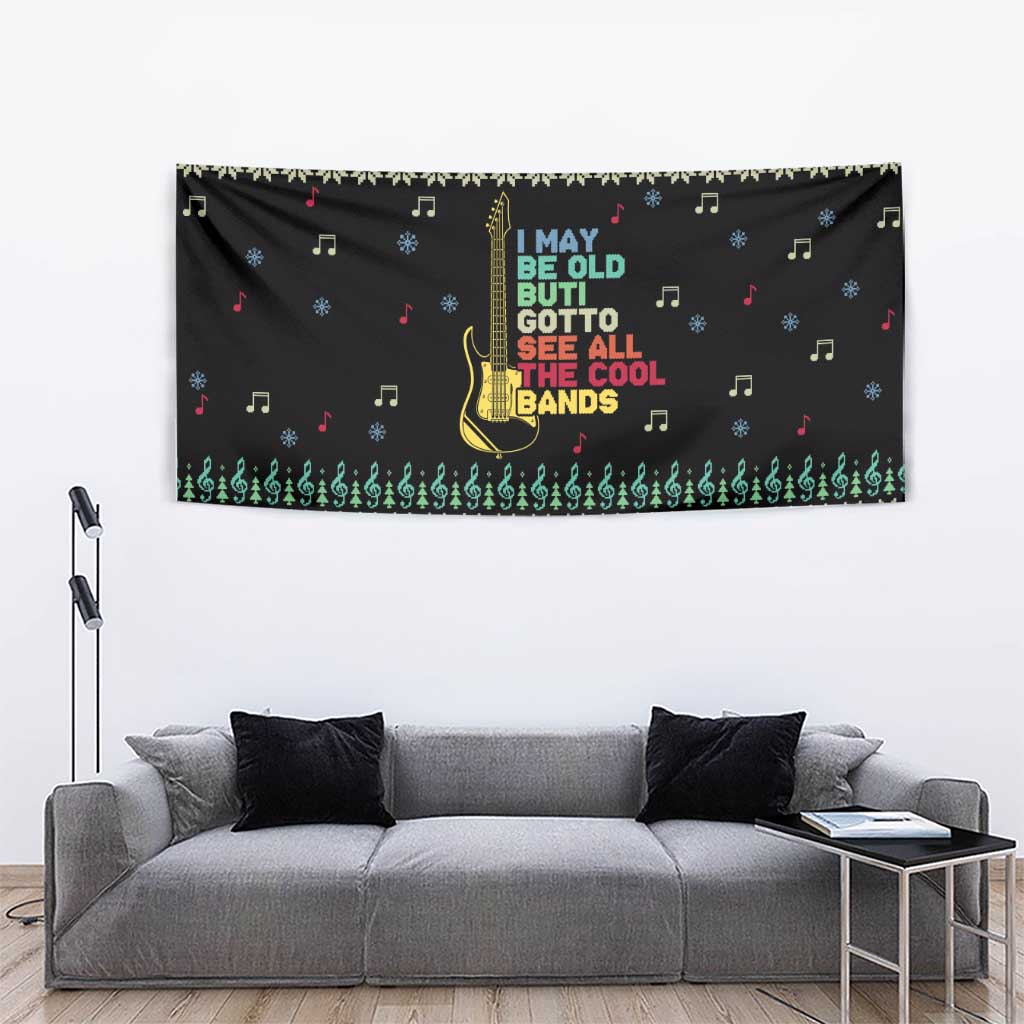Christmas Vintage Guitar Tapestry Xmas Holiday Patterns - Wonder Print Shop