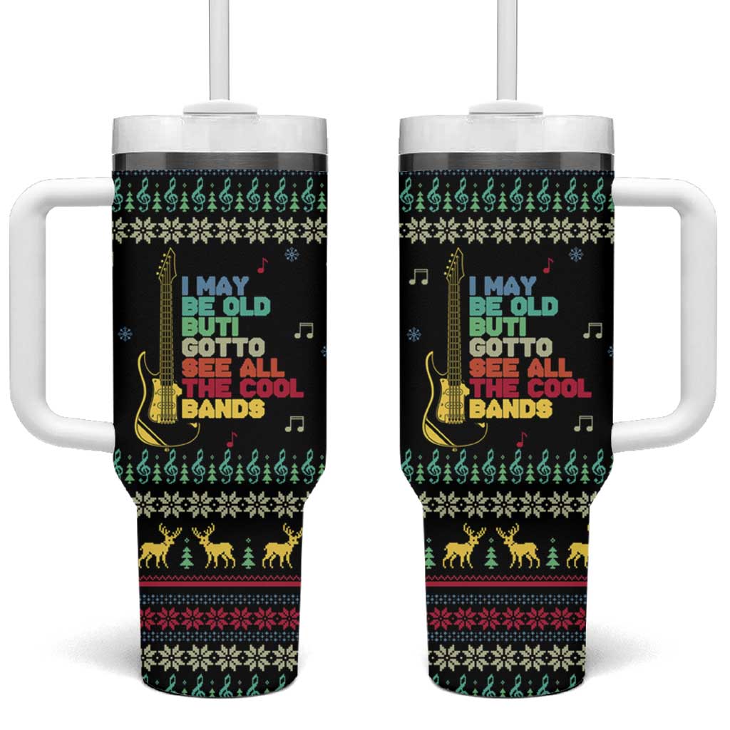 Christmas Vintage Guitar Tumbler With Handle Xmas Holiday Patterns - Wonder Print Shop
