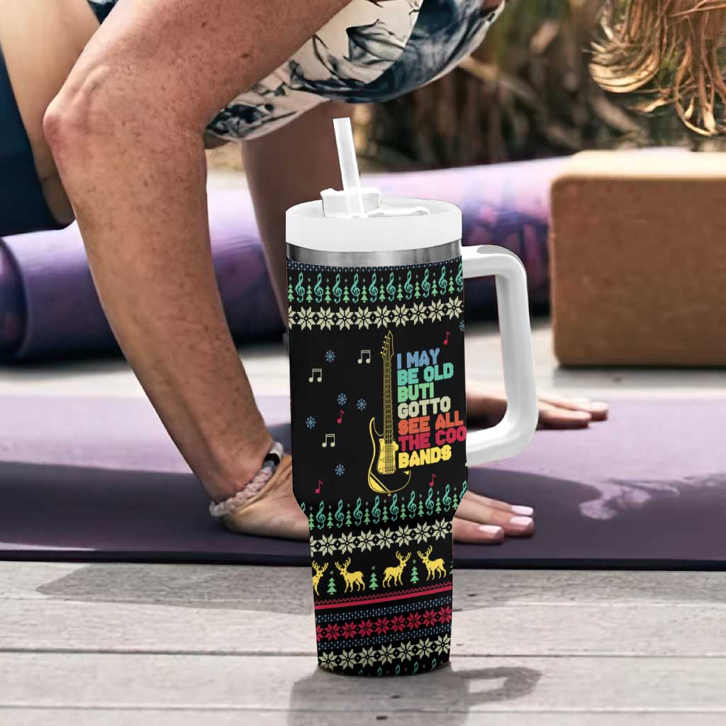 Christmas Vintage Guitar Tumbler With Handle Xmas Holiday Patterns - Wonder Print Shop