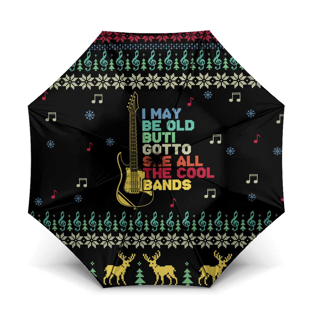 Christmas Vintage Guitar Umbrella Xmas Holiday Patterns - Wonder Print Shop
