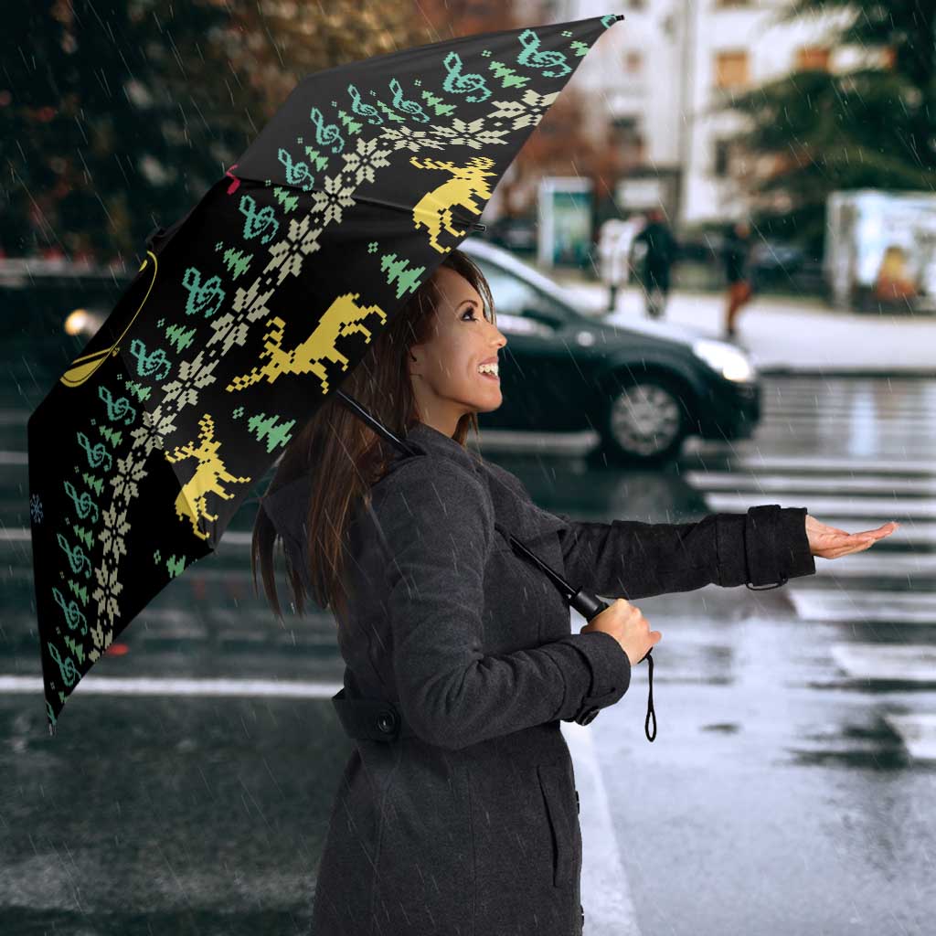 Christmas Vintage Guitar Umbrella Xmas Holiday Patterns - Wonder Print Shop