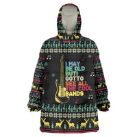 Christmas Vintage Guitar Wearable Blanket Hoodie Xmas Holiday Patterns - Wonder Print Shop