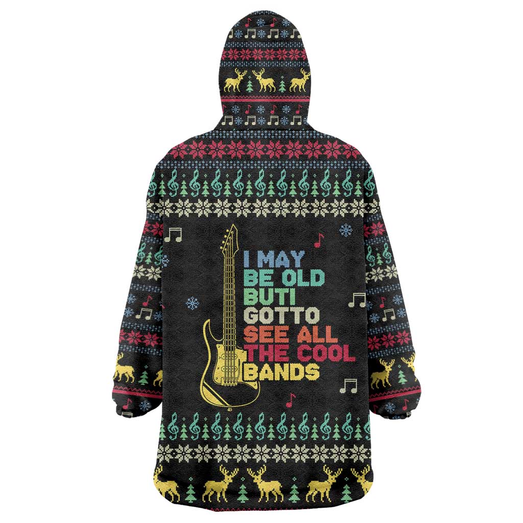Christmas Vintage Guitar Wearable Blanket Hoodie Xmas Holiday Patterns - Wonder Print Shop