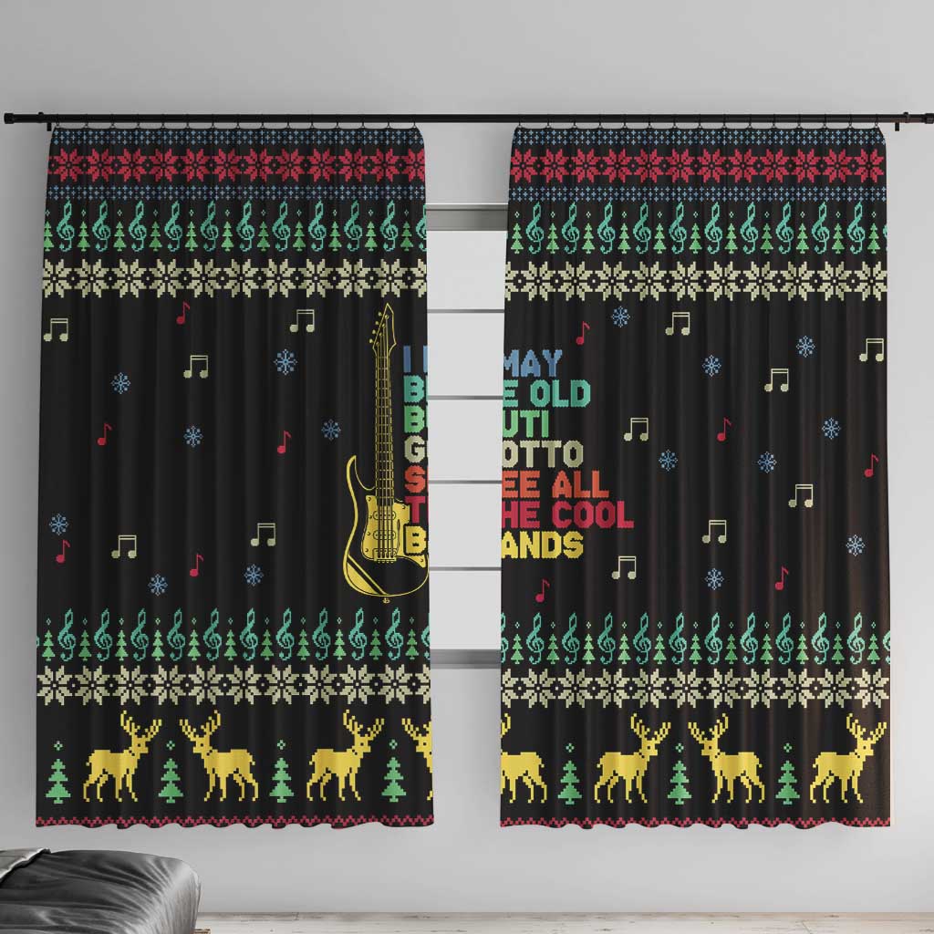 Christmas Vintage Guitar Window Curtain Xmas Holiday Patterns - Wonder Print Shop