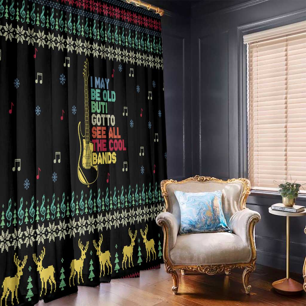 Christmas Vintage Guitar Window Curtain Xmas Holiday Patterns - Wonder Print Shop