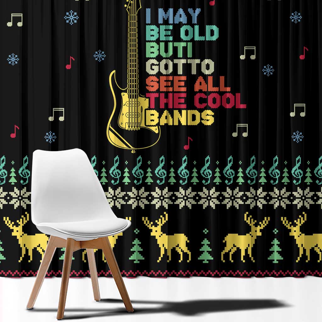 Christmas Vintage Guitar Window Curtain Xmas Holiday Patterns - Wonder Print Shop