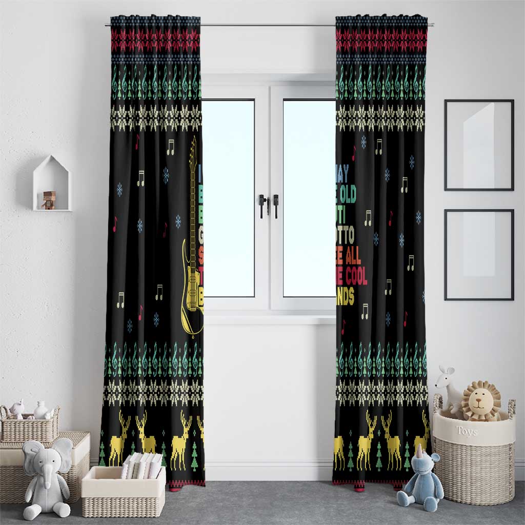 Christmas Vintage Guitar Window Curtain Xmas Holiday Patterns - Wonder Print Shop
