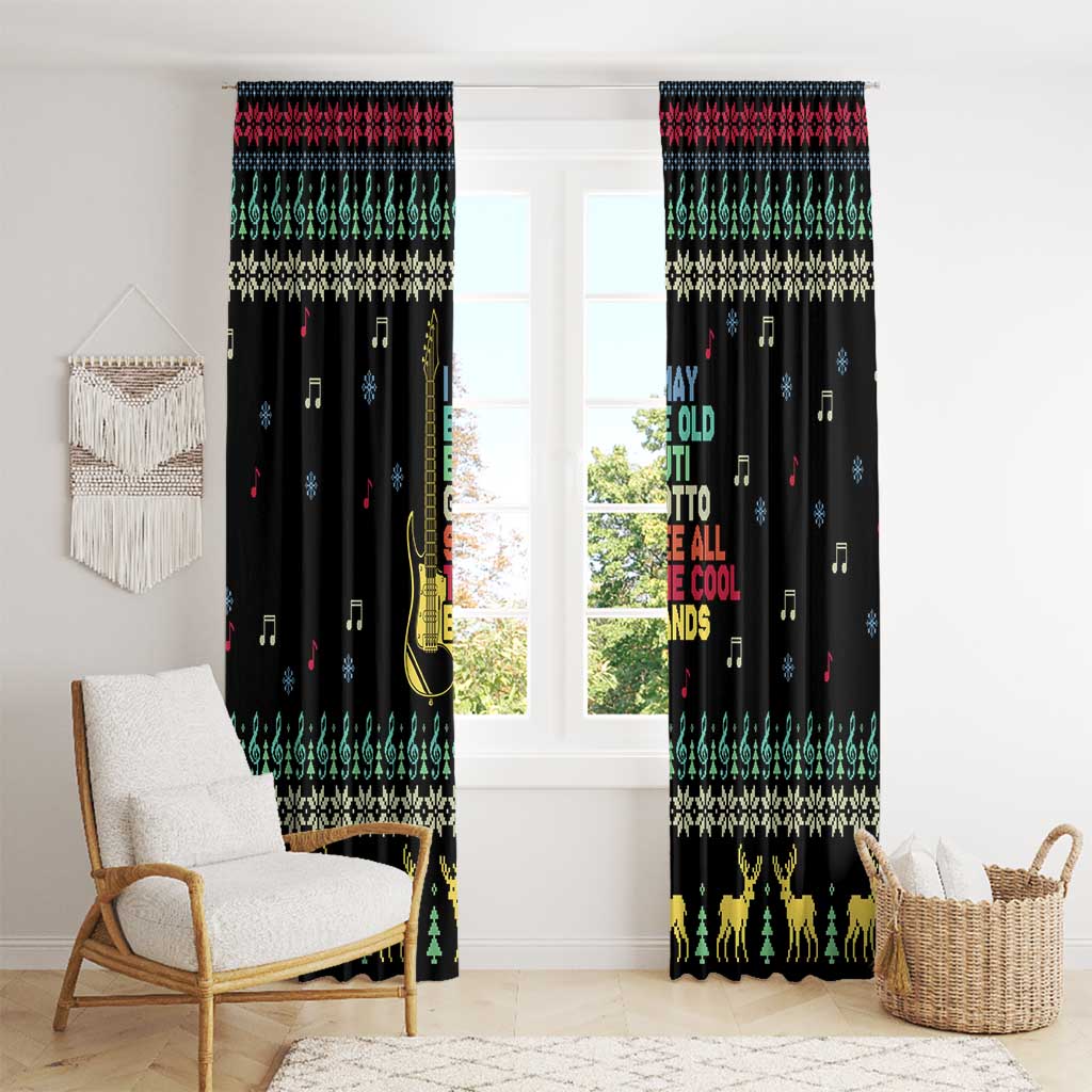Christmas Vintage Guitar Window Curtain Xmas Holiday Patterns - Wonder Print Shop