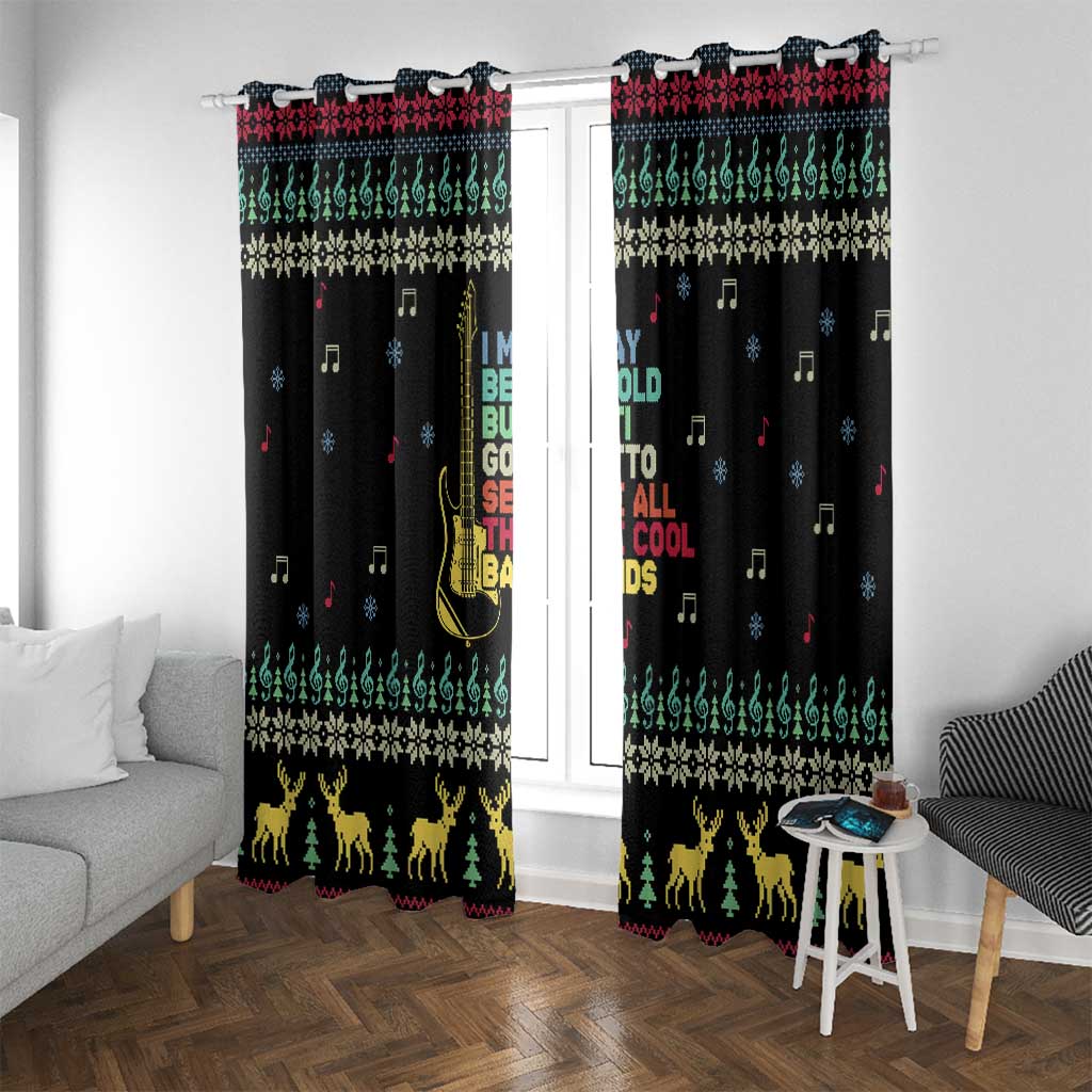 Christmas Vintage Guitar Window Curtain Xmas Holiday Patterns - Wonder Print Shop