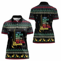 Christmas Vintage Guitar Women Polo Shirt Xmas Holiday Patterns - Wonder Print Shop