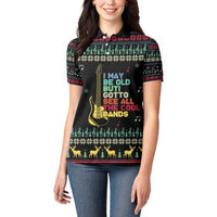 Christmas Vintage Guitar Women Polo Shirt Xmas Holiday Patterns - Wonder Print Shop