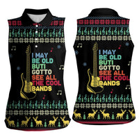 Christmas Vintage Guitar Women Sleeveless Polo Shirt Xmas Holiday Patterns - Wonder Print Shop