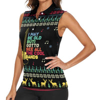Christmas Vintage Guitar Women Sleeveless Polo Shirt Xmas Holiday Patterns - Wonder Print Shop