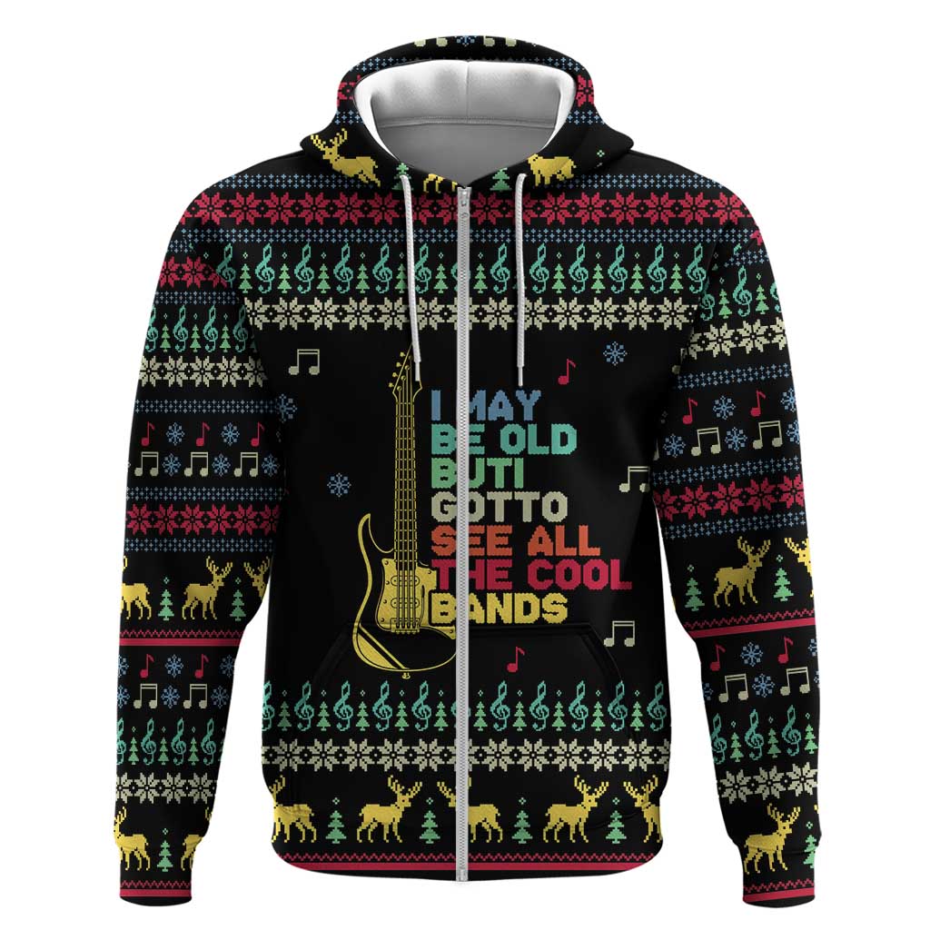 Christmas Vintage Guitar Zip Hoodie Xmas Holiday Patterns - Wonder Print Shop