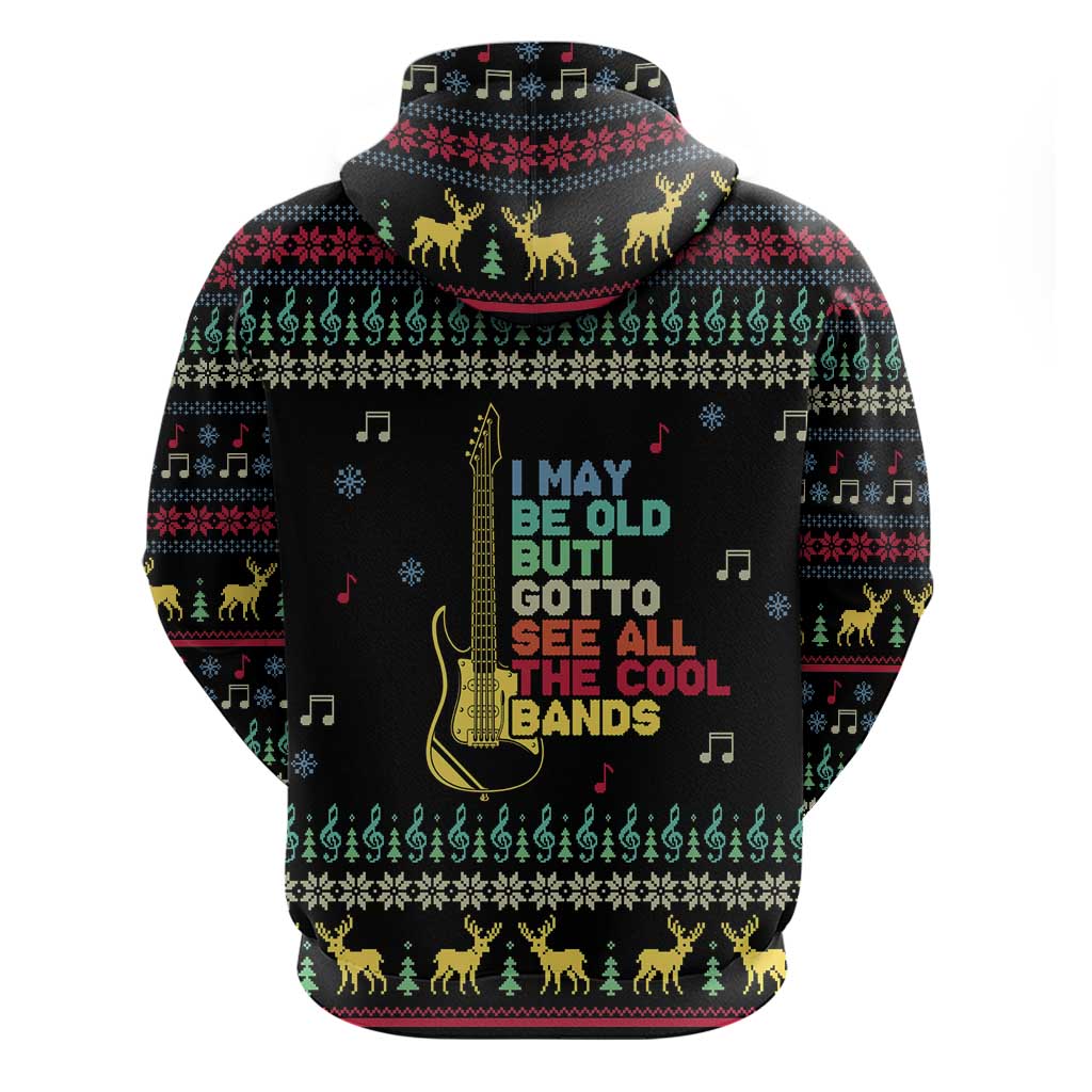 Christmas Vintage Guitar Zip Hoodie Xmas Holiday Patterns - Wonder Print Shop
