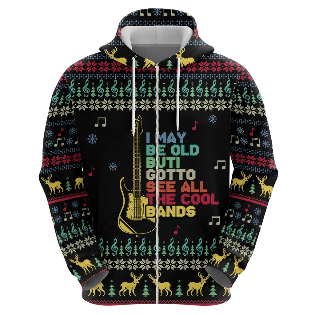 Christmas Vintage Guitar Zip Hoodie Xmas Holiday Patterns - Wonder Print Shop