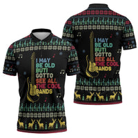 Christmas Vintage Guitar Zipper Polo Shirt Xmas Holiday Patterns - Wonder Print Shop