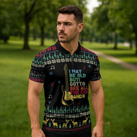 Christmas Vintage Guitar Zipper Polo Shirt Xmas Holiday Patterns - Wonder Print Shop