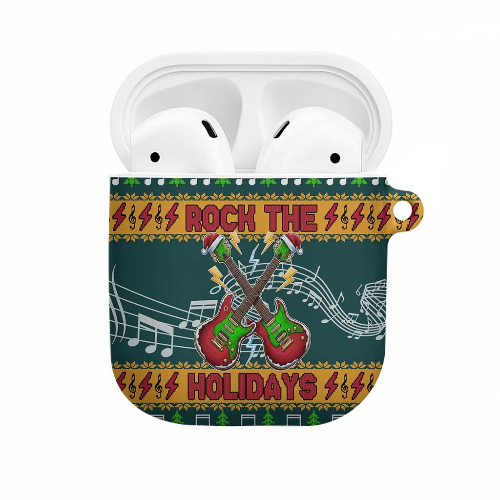 Rock The Holidays Guitar Christmas AirPods Case Xmas Holiday Patterns - Wonder Print Shop