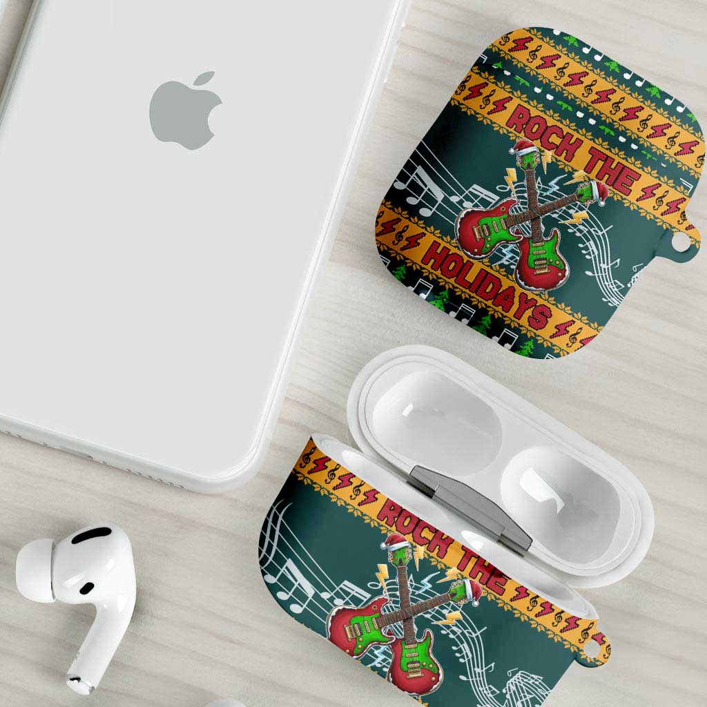 Rock The Holidays Guitar Christmas AirPods Case Xmas Holiday Patterns - Wonder Print Shop