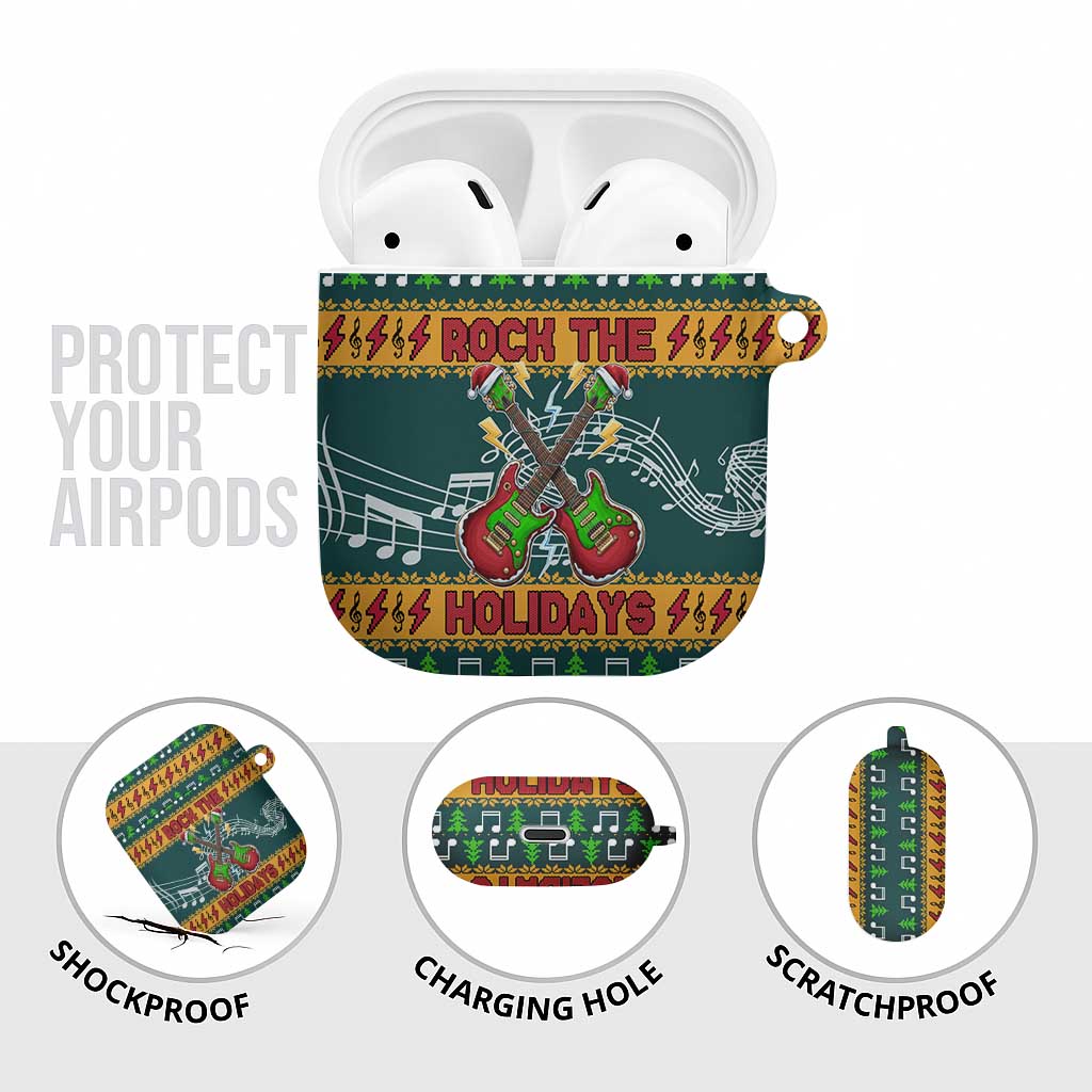 Rock The Holidays Guitar Christmas AirPods Case Xmas Holiday Patterns - Wonder Print Shop