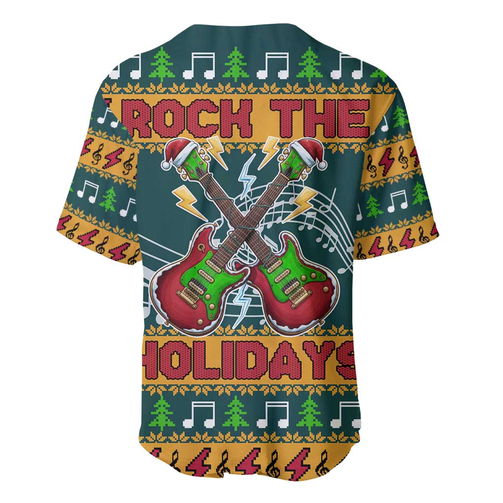 Rock The Holidays Guitar Christmas Baseball Jersey Xmas Holiday Patterns - Wonder Print Shop