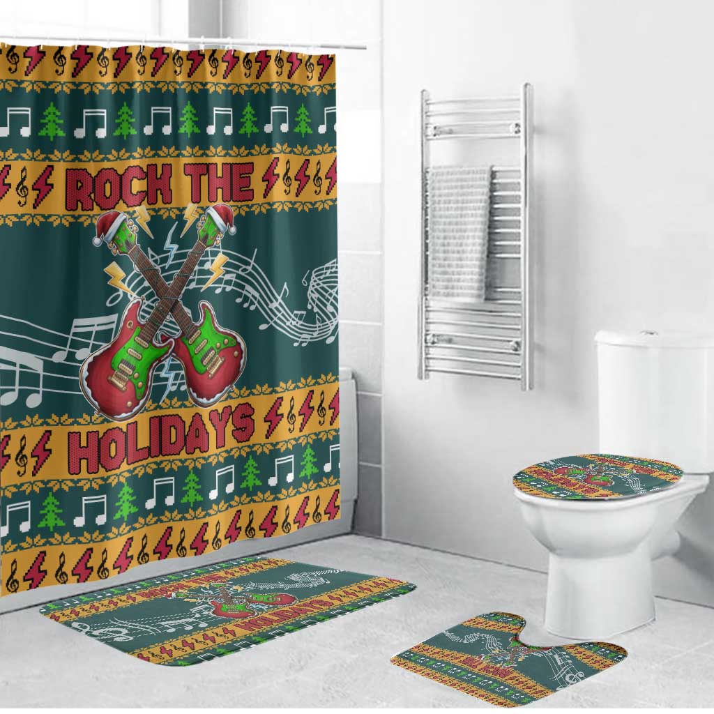 Rock The Holidays Guitar Christmas Bathroom Set Xmas Holiday Patterns - Wonder Print Shop
