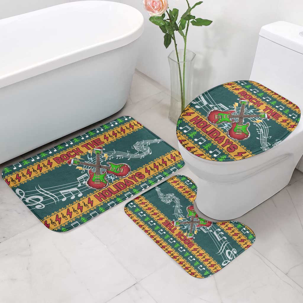 Rock The Holidays Guitar Christmas Bathroom Set Xmas Holiday Patterns - Wonder Print Shop