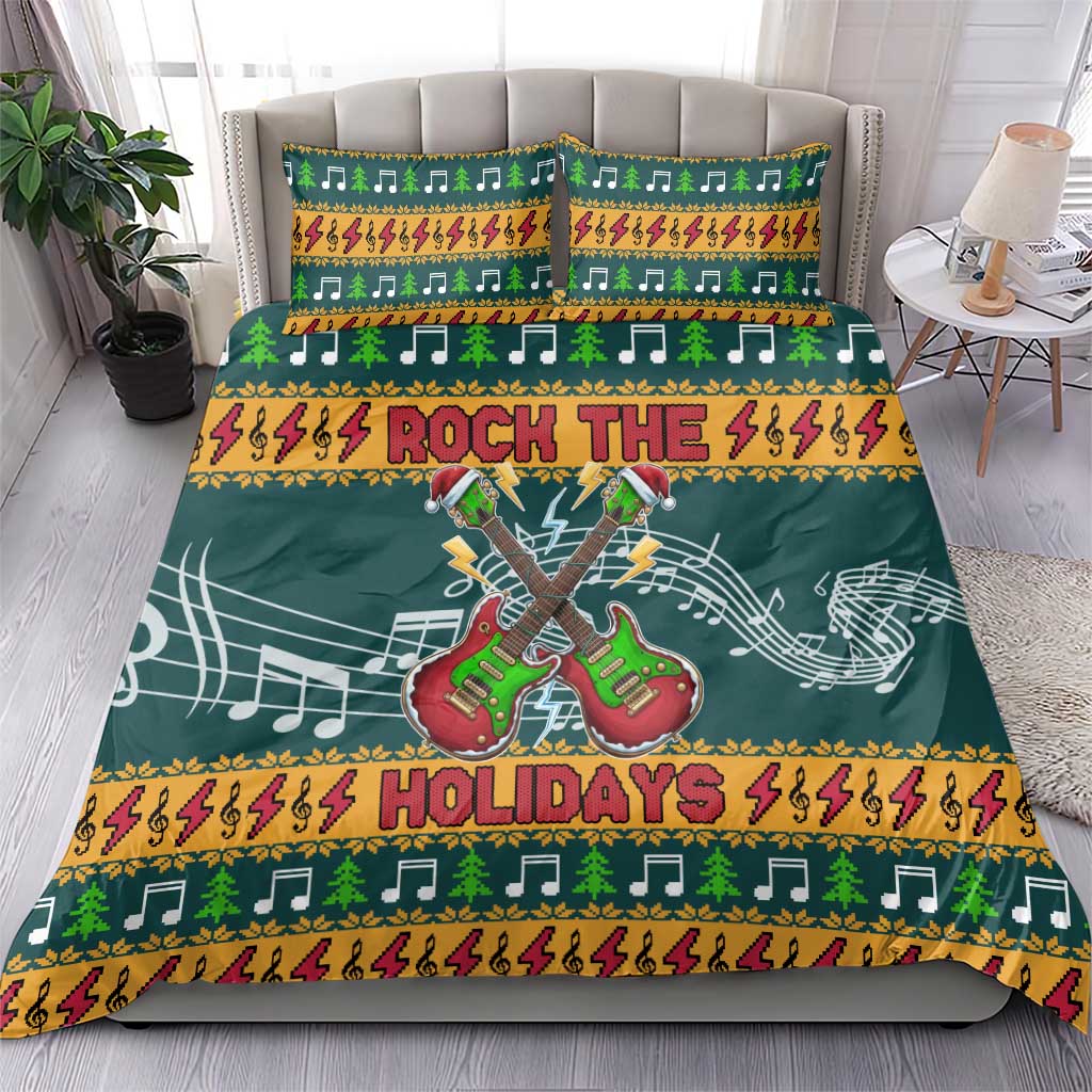 Rock The Holidays Guitar Christmas Bedding Set Xmas Holiday Patterns - Wonder Print Shop