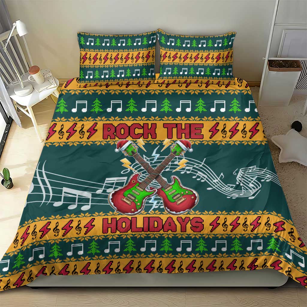 Rock The Holidays Guitar Christmas Bedding Set Xmas Holiday Patterns - Wonder Print Shop