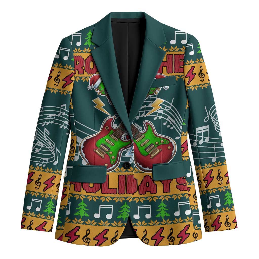 Rock The Holidays Guitar Christmas Blazer Xmas Holiday Patterns - Wonder Print Shop