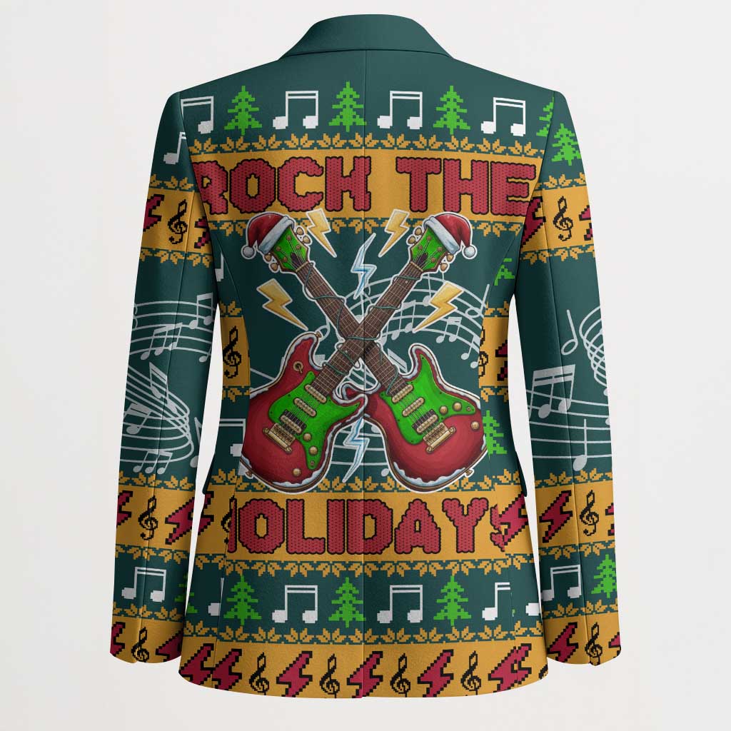 Rock The Holidays Guitar Christmas Blazer Xmas Holiday Patterns - Wonder Print Shop