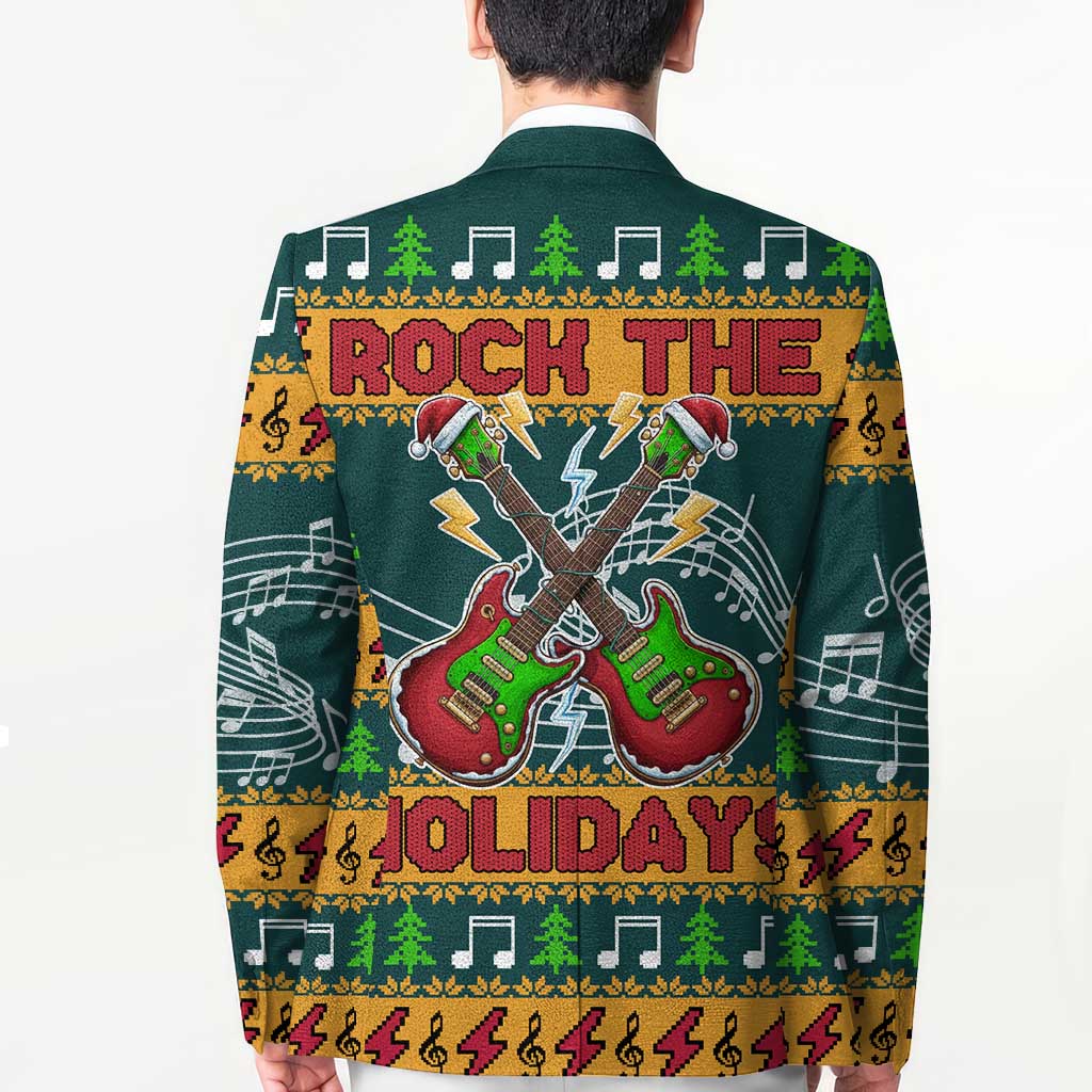 Rock The Holidays Guitar Christmas Blazer Xmas Holiday Patterns - Wonder Print Shop