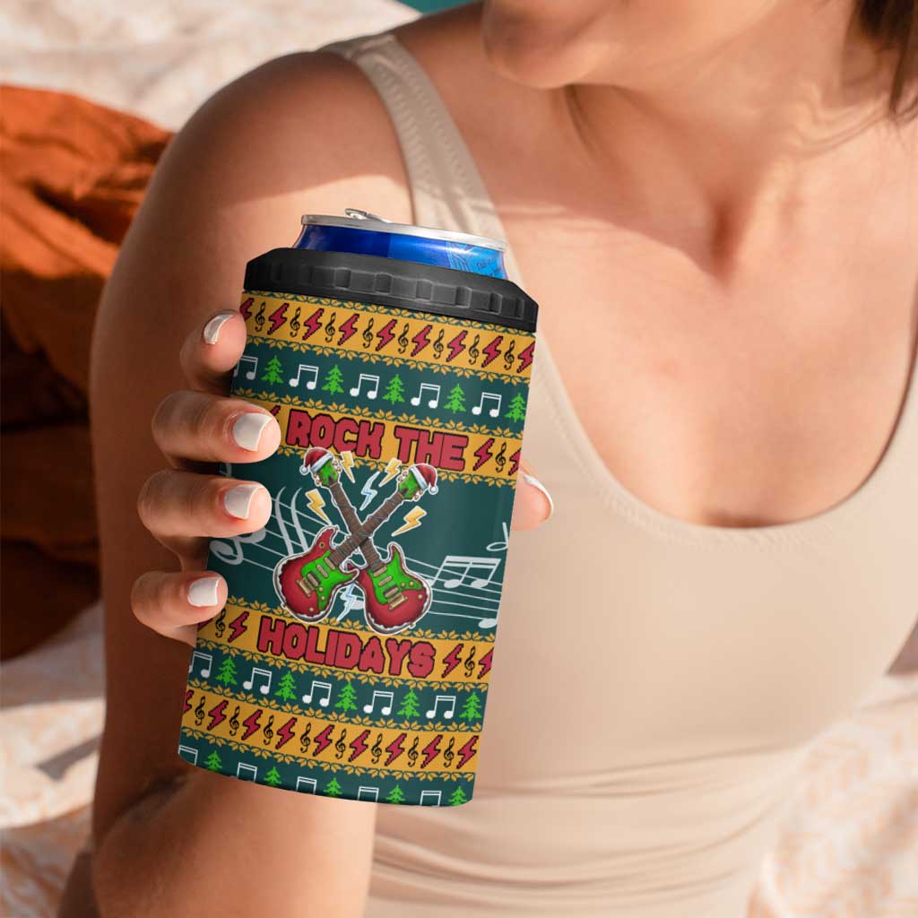 Rock The Holidays Guitar Christmas 4 in 1 Can Cooler Tumbler Xmas Holiday Patterns - Wonder Print Shop