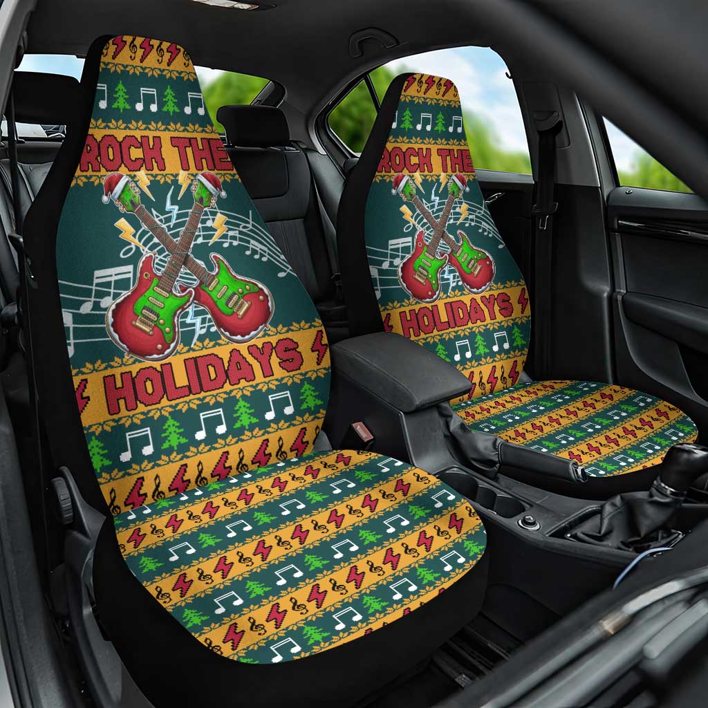 Rock The Holidays Guitar Christmas Car Seat Cover Xmas Holiday Patterns - Wonder Print Shop