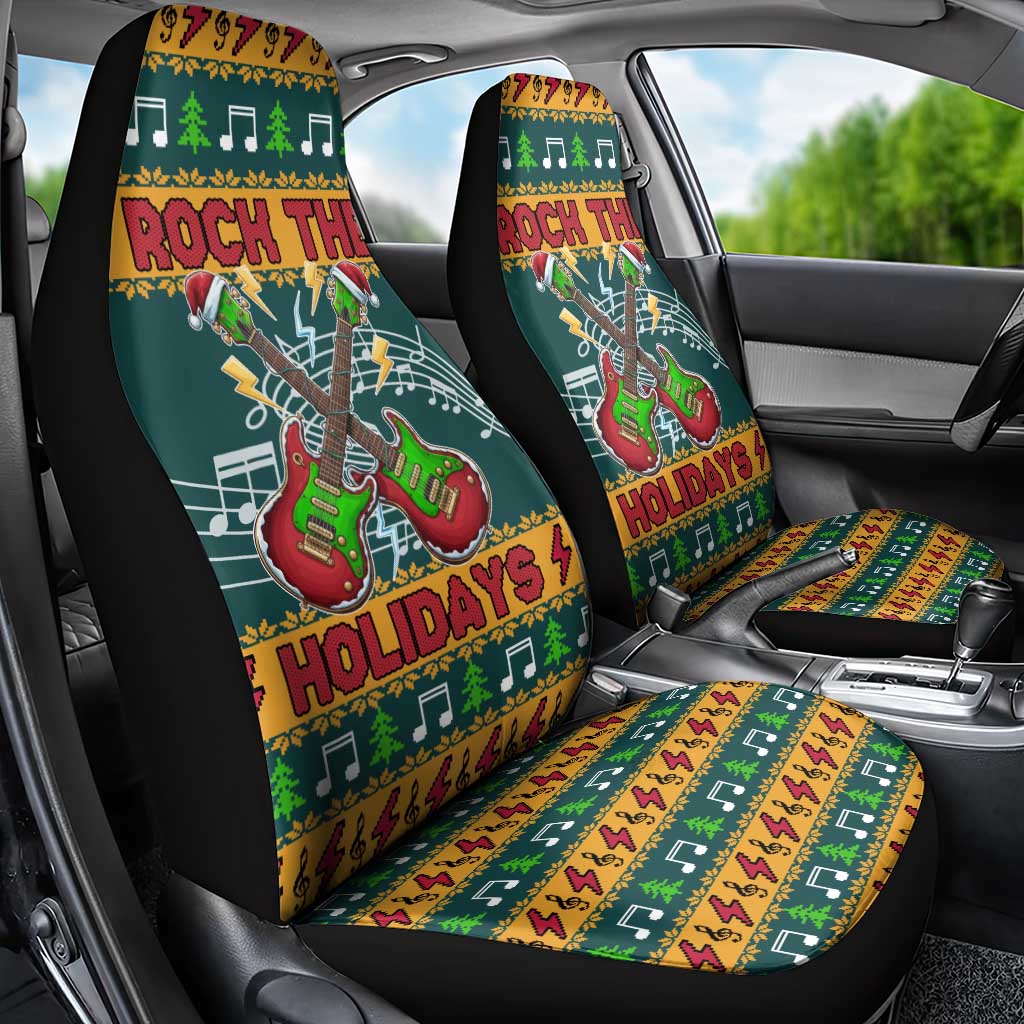 Rock The Holidays Guitar Christmas Car Seat Cover Xmas Holiday Patterns - Wonder Print Shop