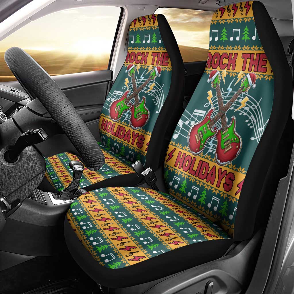 Rock The Holidays Guitar Christmas Car Seat Cover Xmas Holiday Patterns - Wonder Print Shop