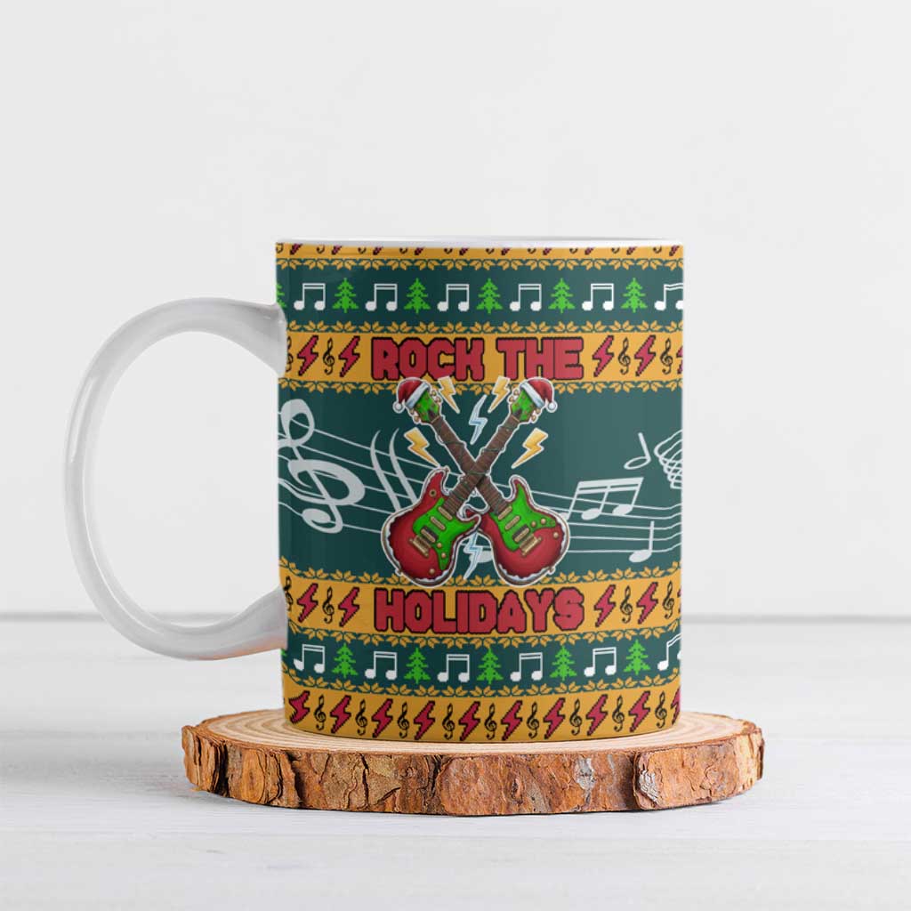 Rock The Holidays Guitar Christmas Ceramic Mug Xmas Holiday Patterns - Wonder Print Shop