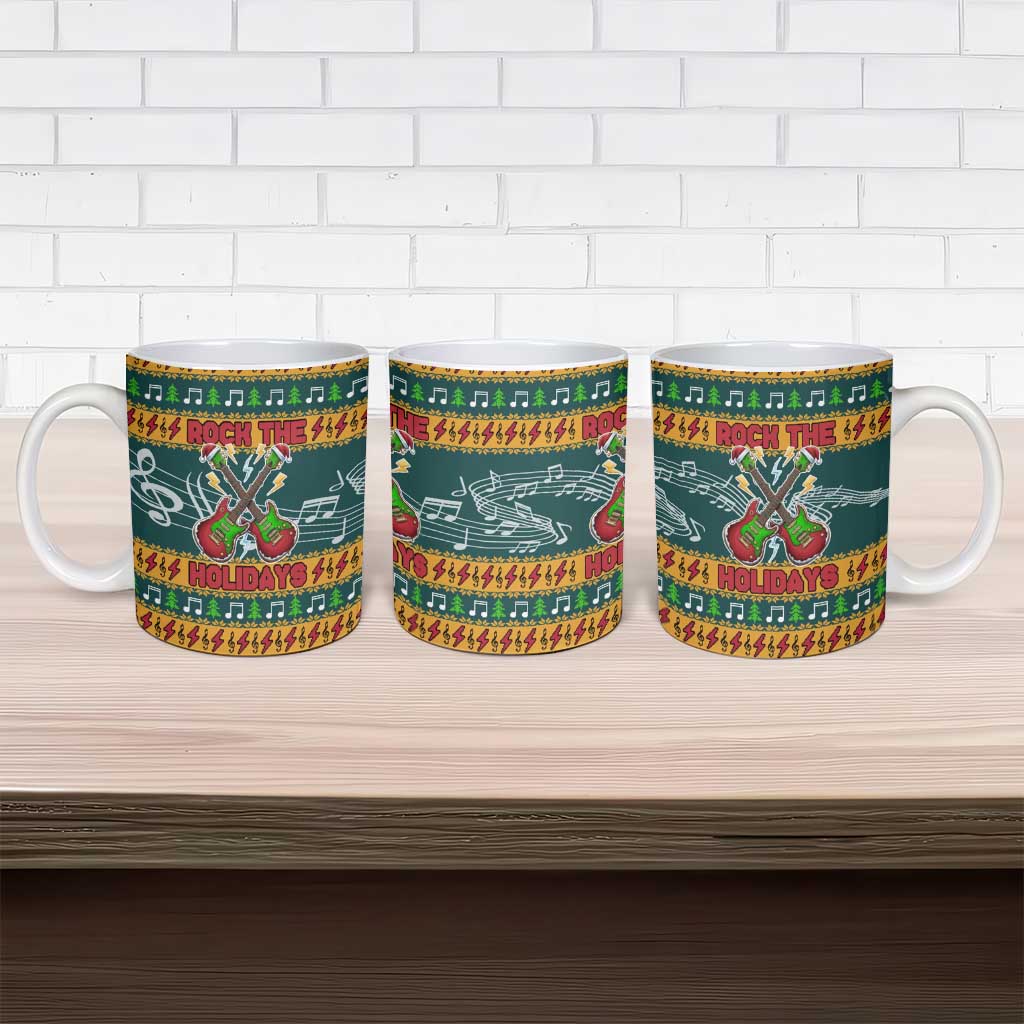Rock The Holidays Guitar Christmas Ceramic Mug Xmas Holiday Patterns - Wonder Print Shop