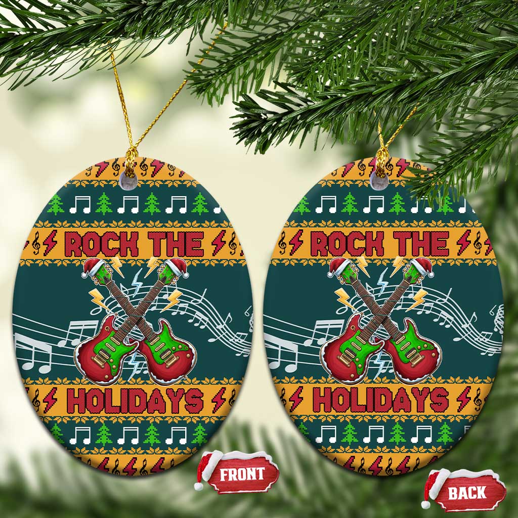 Rock The Holidays Guitar Christmas Ceramic Ornament Xmas Holiday Patterns - Wonder Print Shop