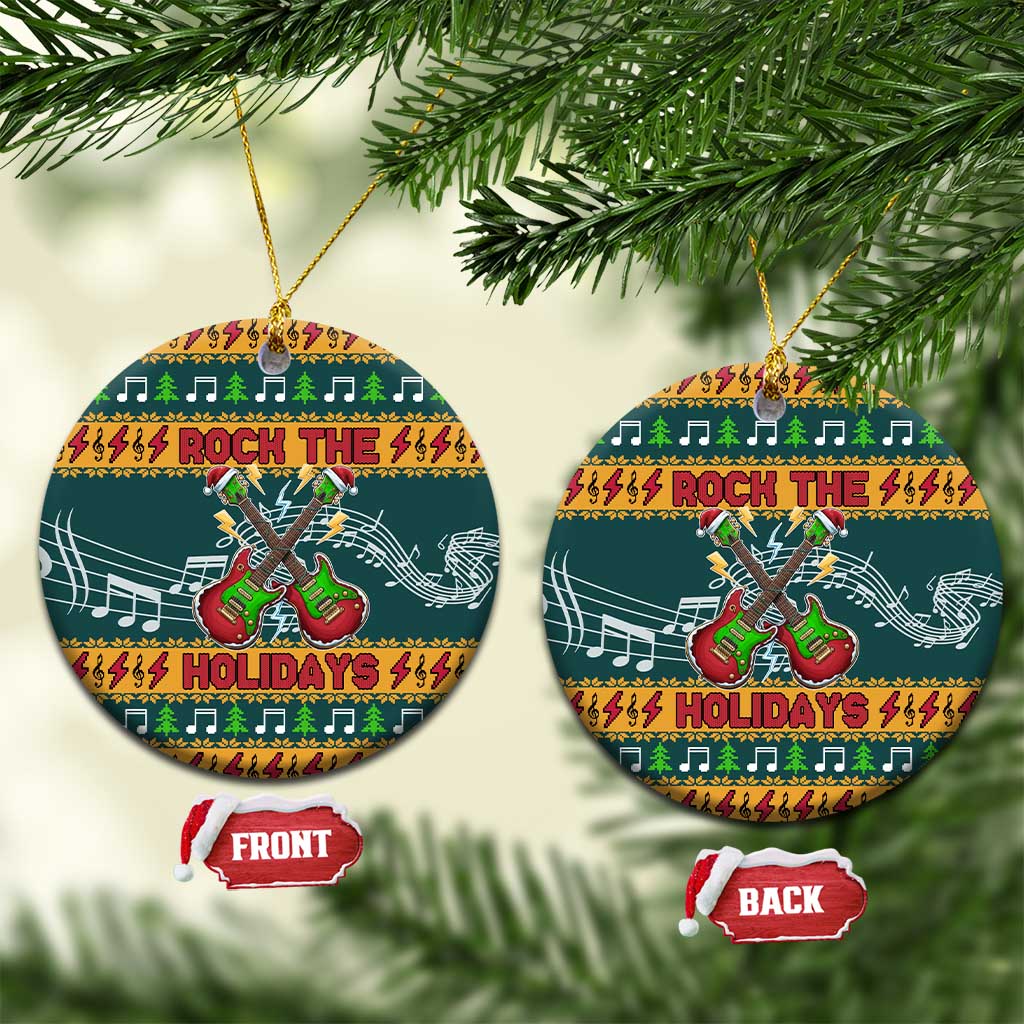 Rock The Holidays Guitar Christmas Ceramic Ornament Xmas Holiday Patterns - Wonder Print Shop
