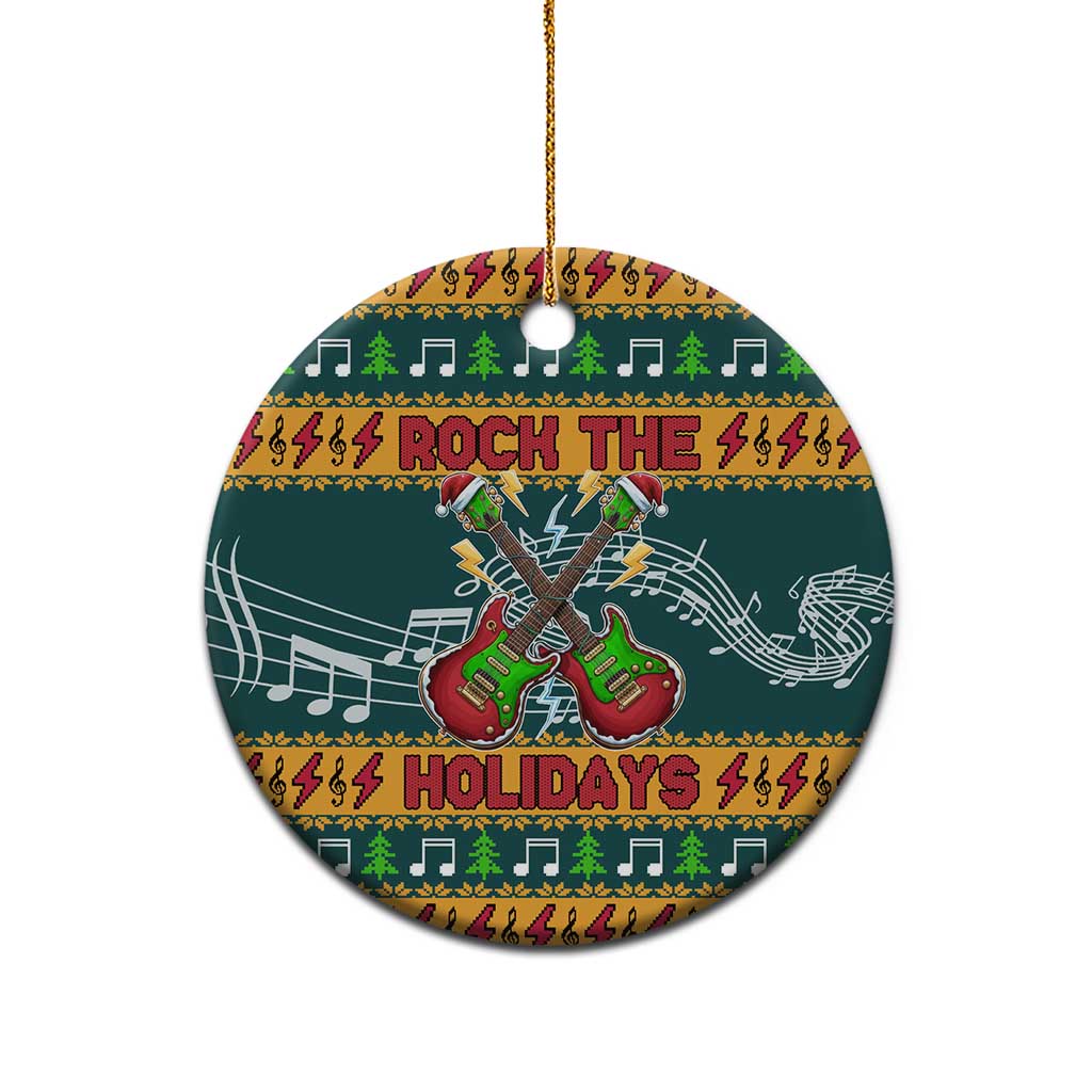 Rock The Holidays Guitar Christmas Ceramic Ornament Xmas Holiday Patterns - Wonder Print Shop