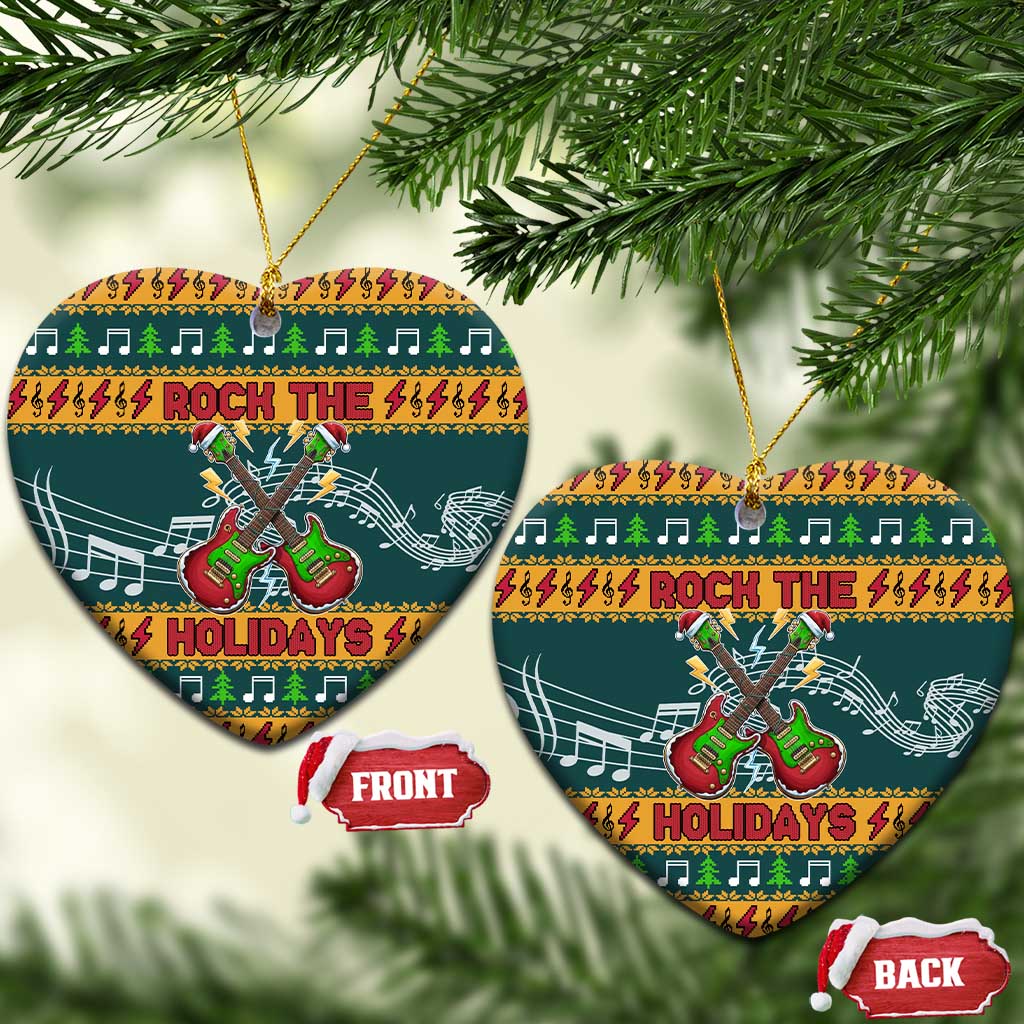 Rock The Holidays Guitar Christmas Ceramic Ornament Xmas Holiday Patterns - Wonder Print Shop