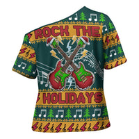 Rock The Holidays Guitar Christmas Cross Shoulder Shirt Xmas Holiday Patterns - Wonder Print Shop