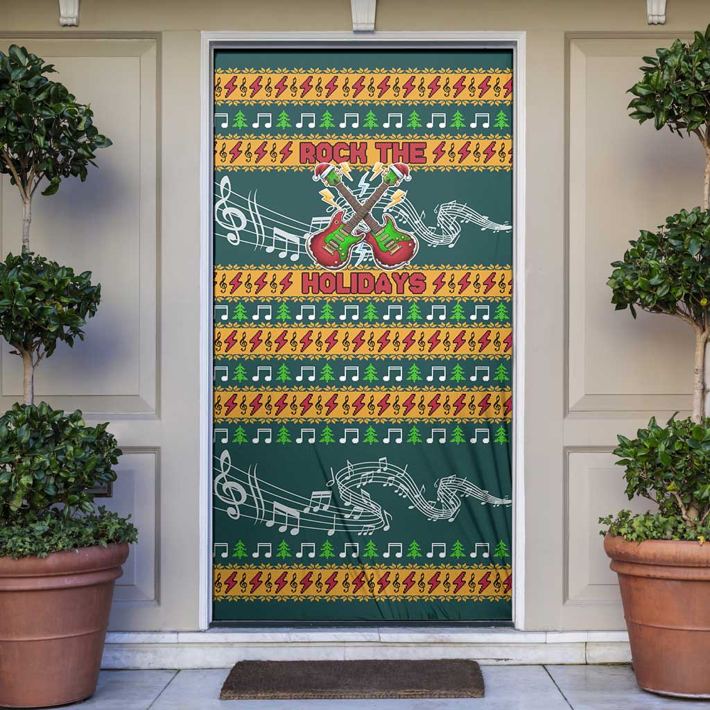 Rock The Holidays Guitar Christmas Door Cover Xmas Holiday Patterns - Wonder Print Shop