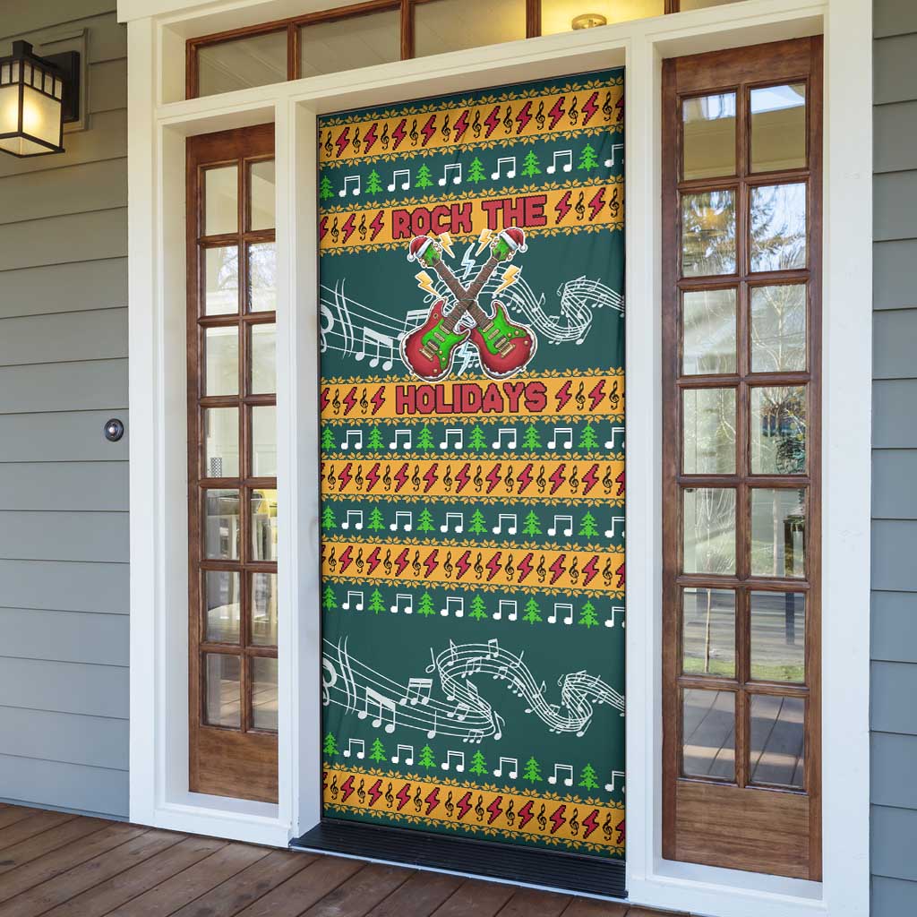 Rock The Holidays Guitar Christmas Door Cover Xmas Holiday Patterns - Wonder Print Shop