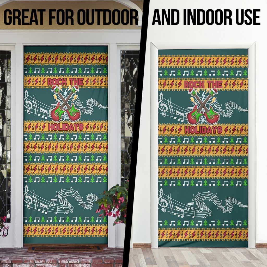 Rock The Holidays Guitar Christmas Door Cover Xmas Holiday Patterns - Wonder Print Shop