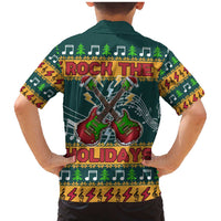 Rock The Holidays Guitar Christmas Family Matching Mermaid Dress and Hawaiian Shirt Xmas Holiday Patterns - Wonder Print Shop