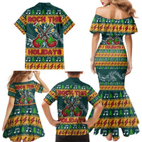 Rock The Holidays Guitar Christmas Family Matching Mermaid Dress and Hawaiian Shirt Xmas Holiday Patterns - Wonder Print Shop